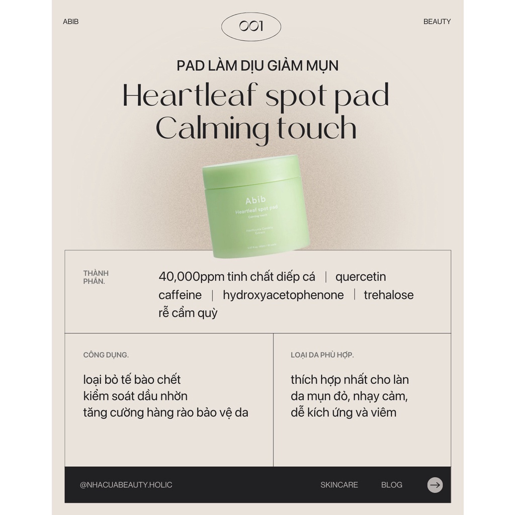 Pad diếp cá dịu da ABIB HEARTLEAF SPOT PAD 80 miếng