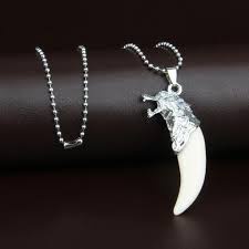 Vòng cổ dây da đen răng nanh, móng vuốt, dây chuyền nam