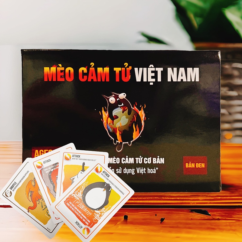 Thẻ bài Mèo Cảm Tử Việt NamTomcity bản Đen và 5 bộ mèo mở rộng mèo expansion lên tới 134 lá bài