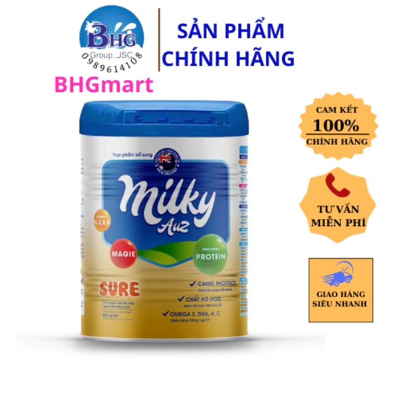 Sữa bột Milky AuZ Sure 850g dinh dưỡng dành cho người phục hồi thể trạng, tăng cân