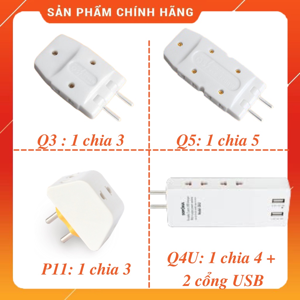 Phích cắm điện thông minh 1 chia 3 và 1 chia 5 SOPOKA Q3 Q5