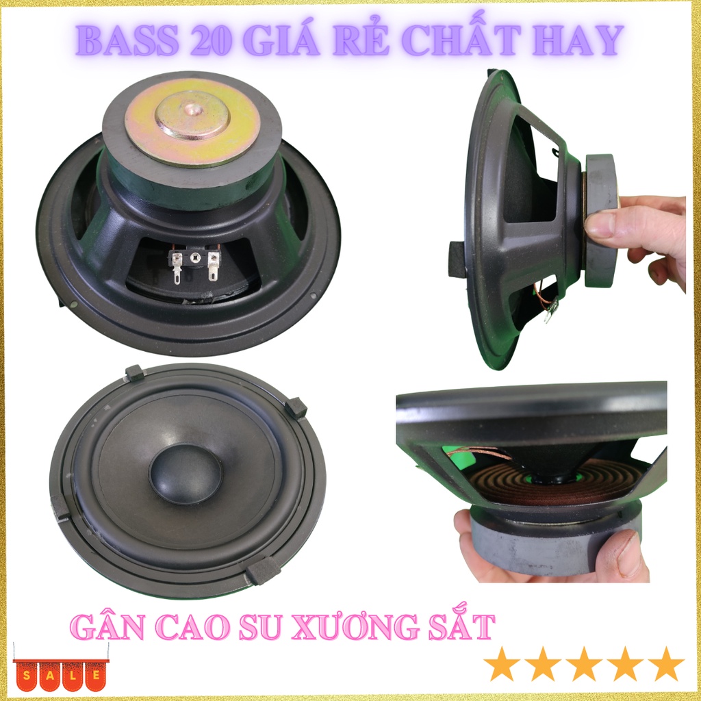 Củ loa bass 20 bass căng công suất 200W gân cao su xương sắt từ 100 côn 4 lớp - GIÁ 1 CỦ