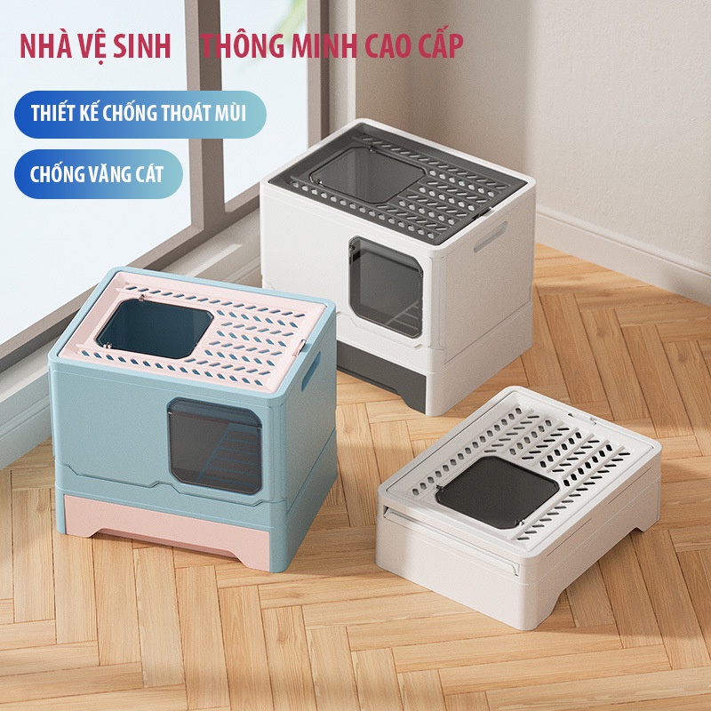 Nhà Vệ Sinh Cho Mèo 2 Cửa Thông Minh Khay Vệ Sinh Cho Mèo Chống Mùi Hôi Chống Văng Cát Thiết Kế Thẩm Mĩ