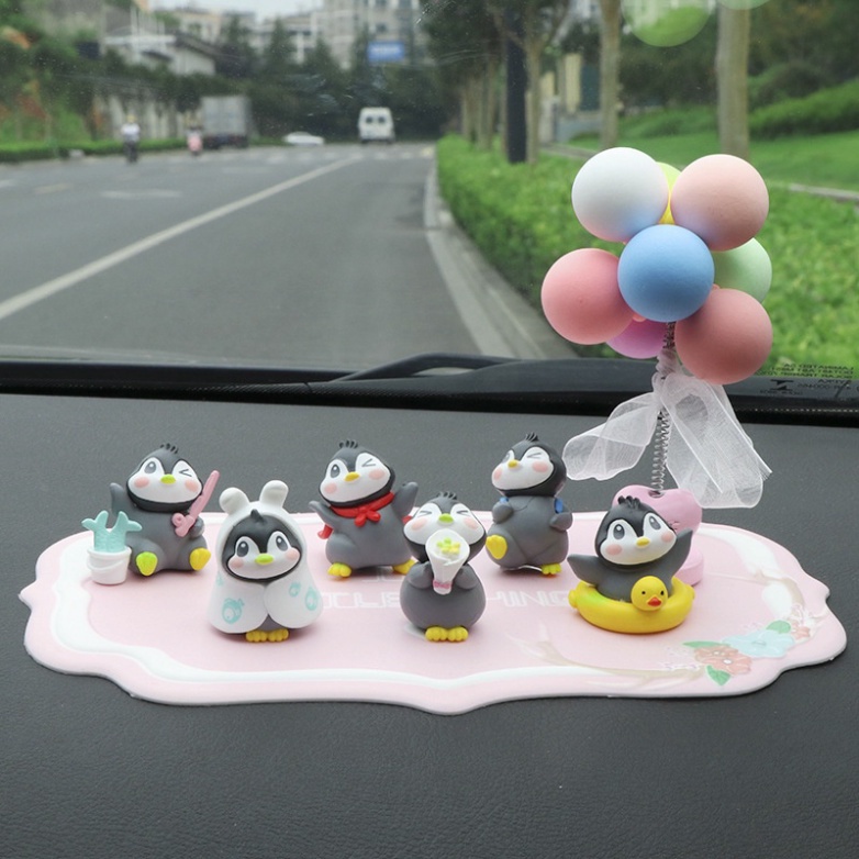 Đồ Trang Trí Ô Tô Bàn Làm Việc Set 6 Chú Chim Cánh Cụt Xám Cực Xinh Decor Phòng Ngủ Bàn Học - Phụ Kiện Oto Hitechcar
