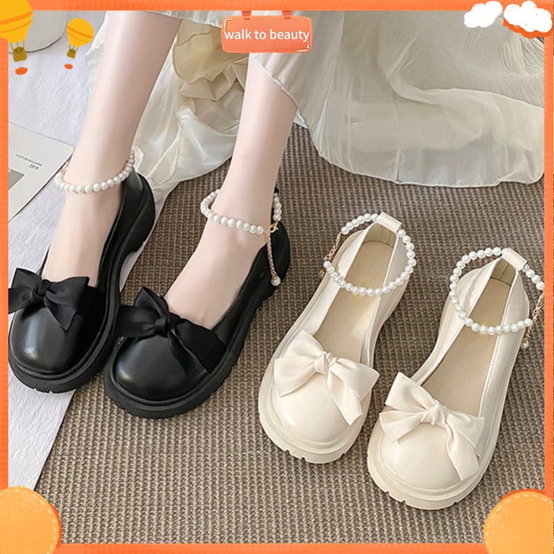 Giày búp bê nữ giày da lolita nơ dễ thương thời trang walk to beauty