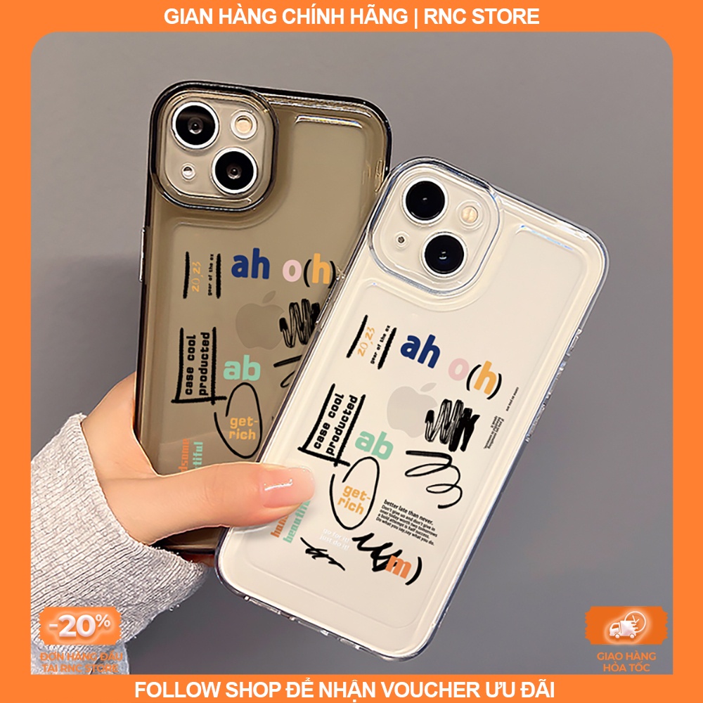 Ốp lưng Iphone X/XR/11 Pro/12/13 PM/14+/....dẻo trong Space viền camera hình Ah Oh