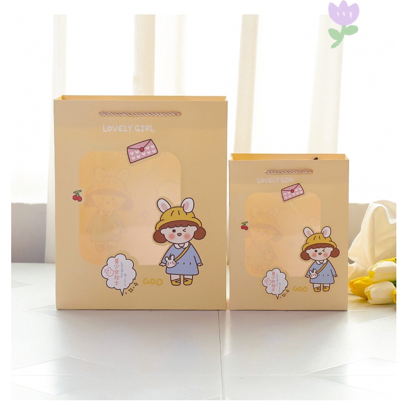 Túi đựng quà mặt kính hoạt hình Nhật Bản cô bé dễ thương