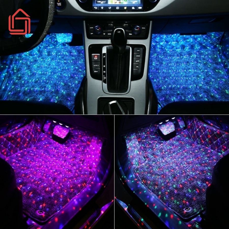 Đèn led gầm ghế ô tô cảm ứng âm thanh đổi màu, led cảm ứng trang trí ô tô không dây, led cảm ứng 7 màu nháy theo nhạc