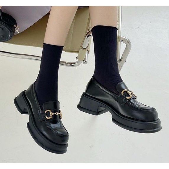 Giày Ullzang Đế Bánh Mì Siêu Nhẹ Cao 5Cm Phối Khóa Xích Style Hàn Quốc G054