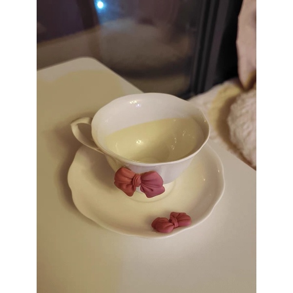 Set tách trà gắn nơ vintage siêu xinh