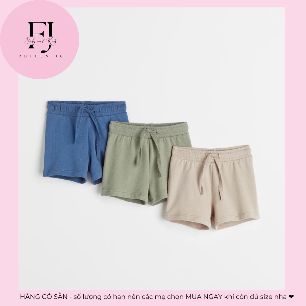 Quần trẻ em chính hãng HM, quần bé trai quần đùi thun trơn, hàng hiệu cho bé