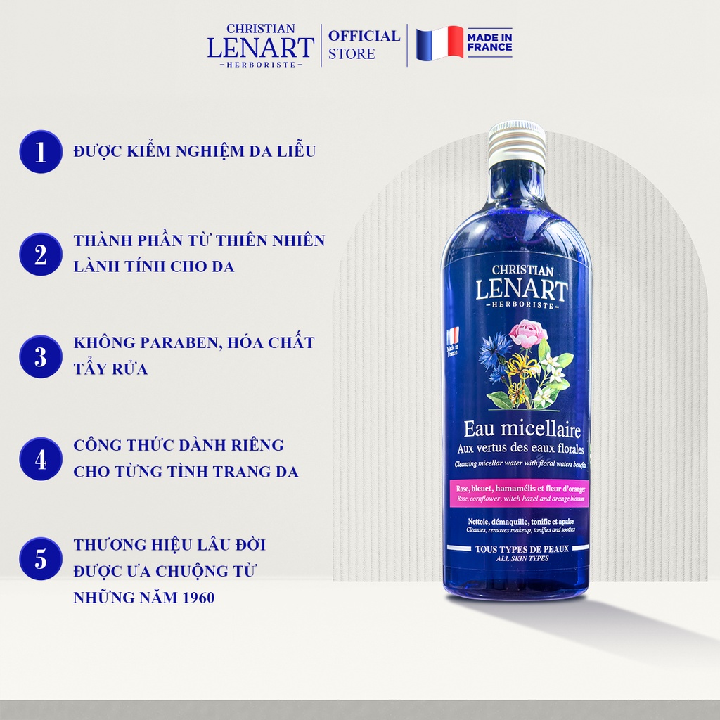 Nước Tẩy Trang Micellar Dưỡng Da 4in1 Christian Lenart Eau Micellaire - 100ml 500ml