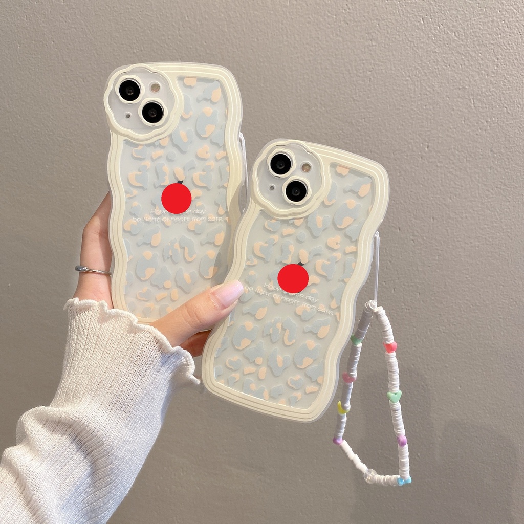 [Kèm Vòng Tay] Ốp Lưng Iphone Viền Sóng Mây Kèm Theo Quai Xinh Xắn Chống Rơi