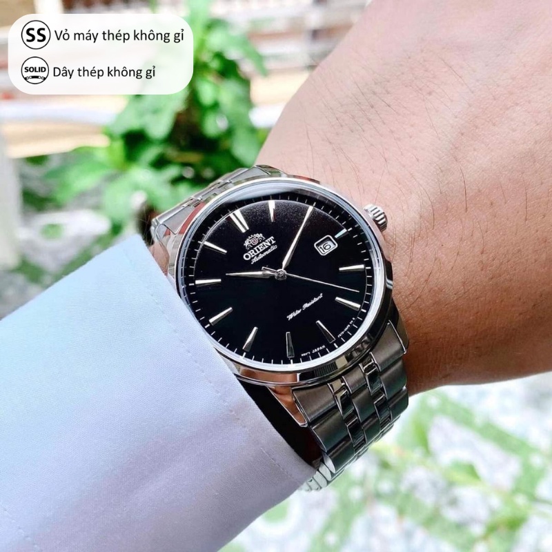 Đồng hồ nam Orient Watch Contemporary RA-AC0F máy lộ cơ automatic mặt nhỏ kính cường lực dây thép đeo tay chính hãng