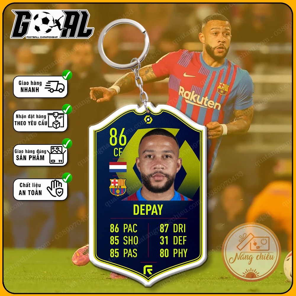 Phụ kiện treo balo, móc khóa gaming- Móc khóa cầu thủ Memphis Depay- Cầu thủ được yêu thích nhất[12225-12236]
