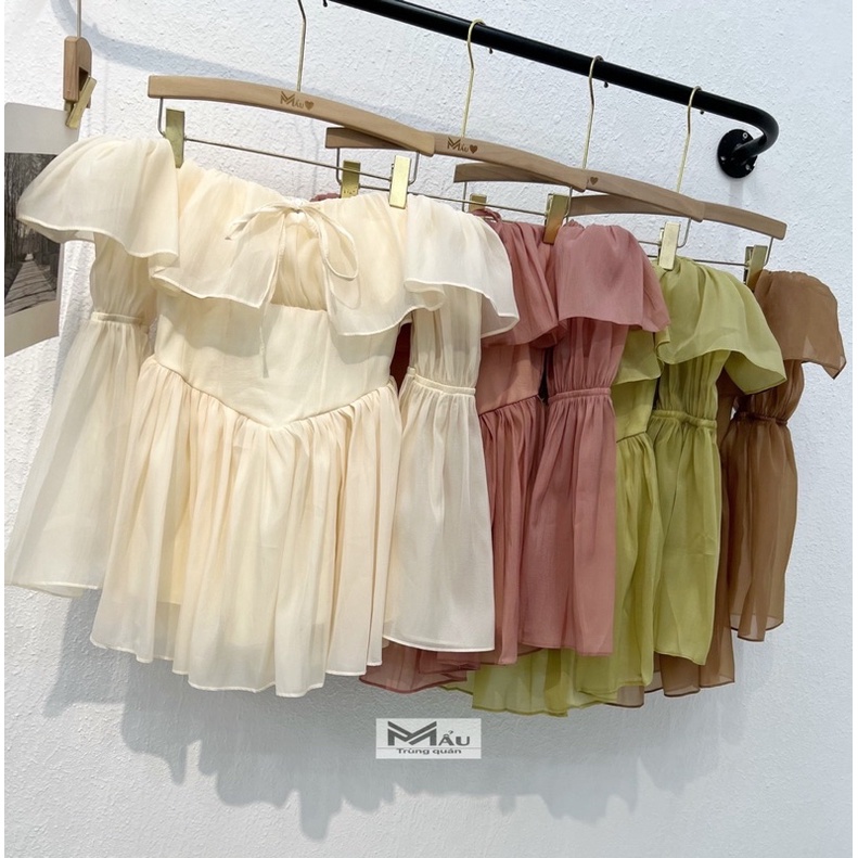 Váy nữ tơ trễ vai công chúa
