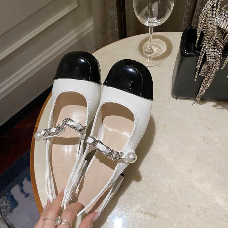 Giày cao gót,sandal cao gót nữ gót vuông 7p quai ngang phối xích cực đẹp