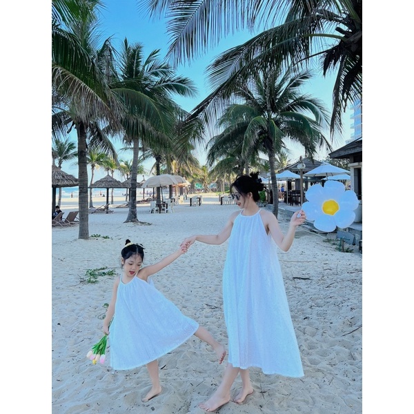 Đầm cho bé gái từ 10 đến 25kg MICK AND MILK, Set váy cho mẹ và bé thiết kế chất xô muslin mềm mại thoáng mát