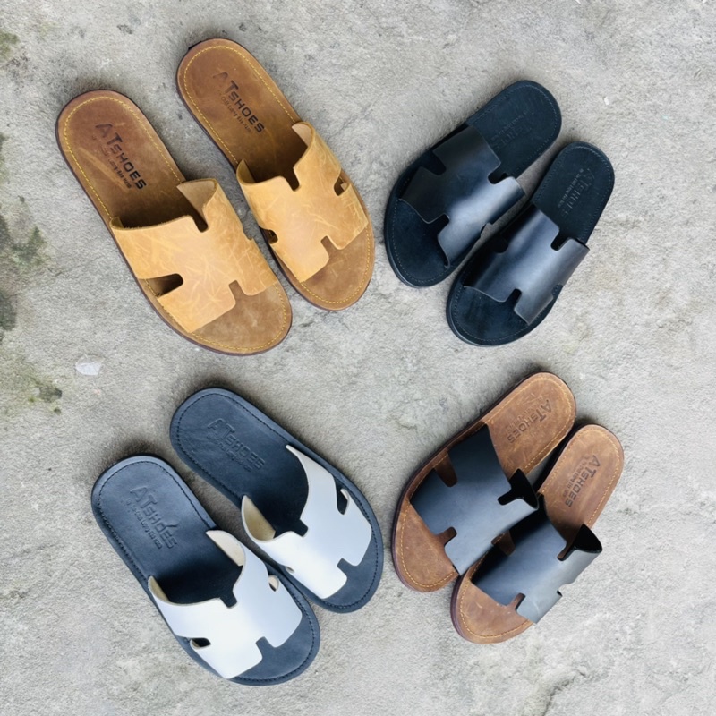 Dép Da Nam Cao Cấp Dép Nam Chữ H Da Bò Đế Caosu Cao Cấp HADA