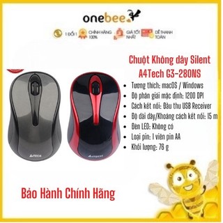 Chuột Không Dây Silent A4Tech G3-280NS 1000 DPI Wireless 2.4GHz - Hàng Chính Hãng