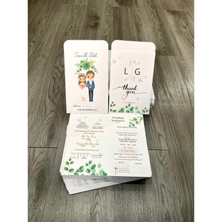 Thiệp cưới phong bì xanh lá cây ngộ nghĩnh