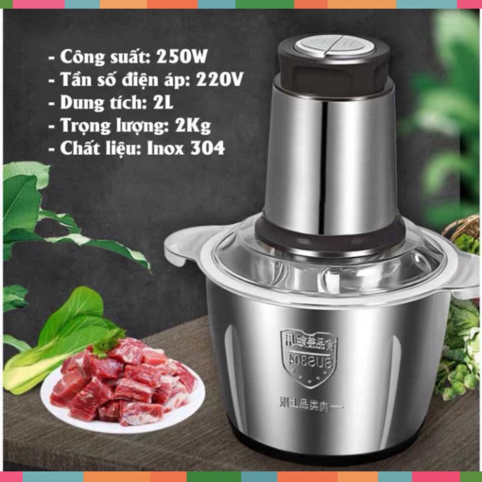 Máy xay thịt cối inox 304 4 lưỡi đa năng công suất 2500w freeship, máy xay bear mini cầm tay siêu khỏe dễ dàng sử dụng