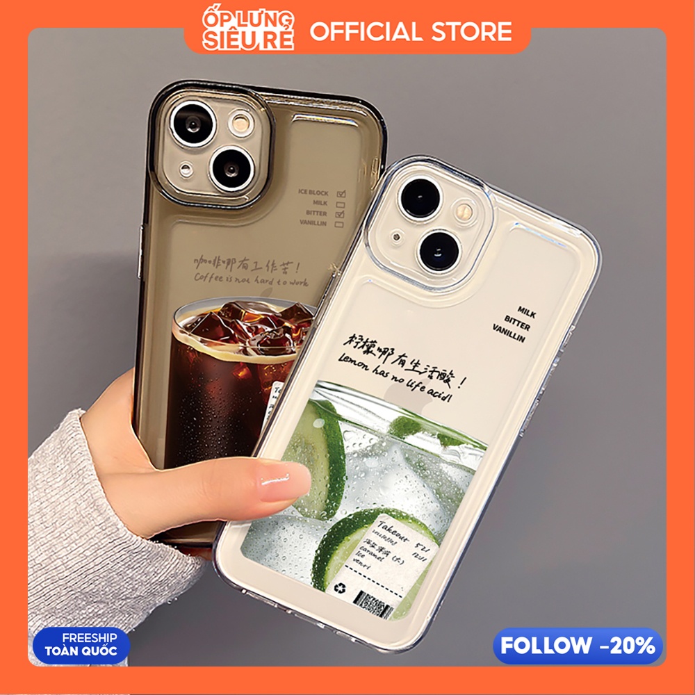 Ốp Lưng iPhone 12 Pro Max/13 Pro Max/15 Pro Max/15 Pro Max/17 Pro Max Space Trong Suốt Hình Drink