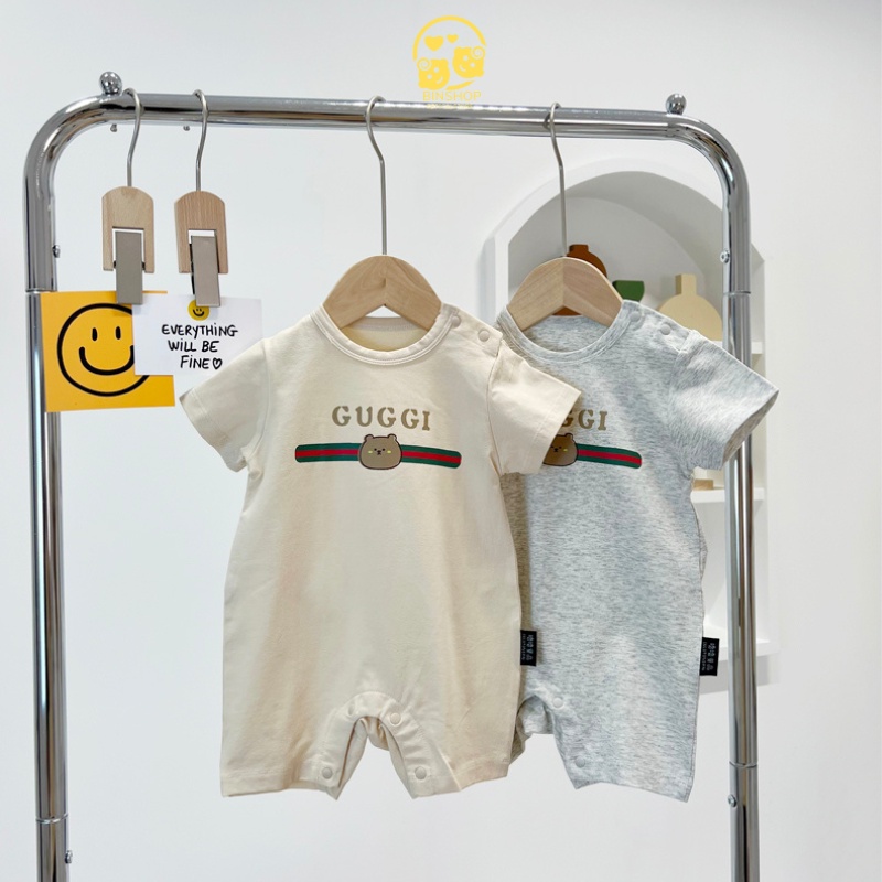 Bodysuit cho bé cộc tay chất Thun Lạnh mềm mát bộ body cho bé hình Gấu dễ thương quần áo trẻ em liền thân cho bé 0-12M