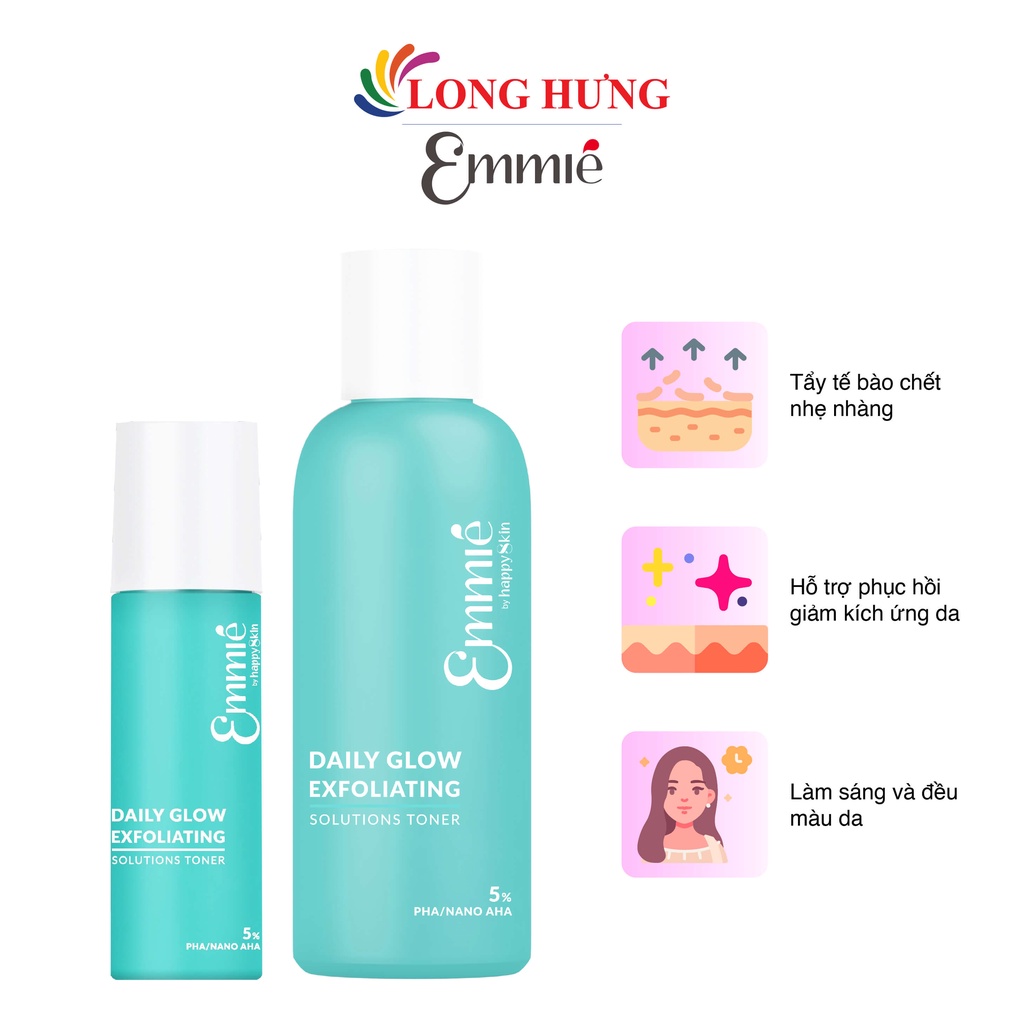 Dung dịch cân bằng da và tẩy tế bào chết Emmié Daily Glow Exfoliating Solutions Toner 5% PHA/NANO AHA