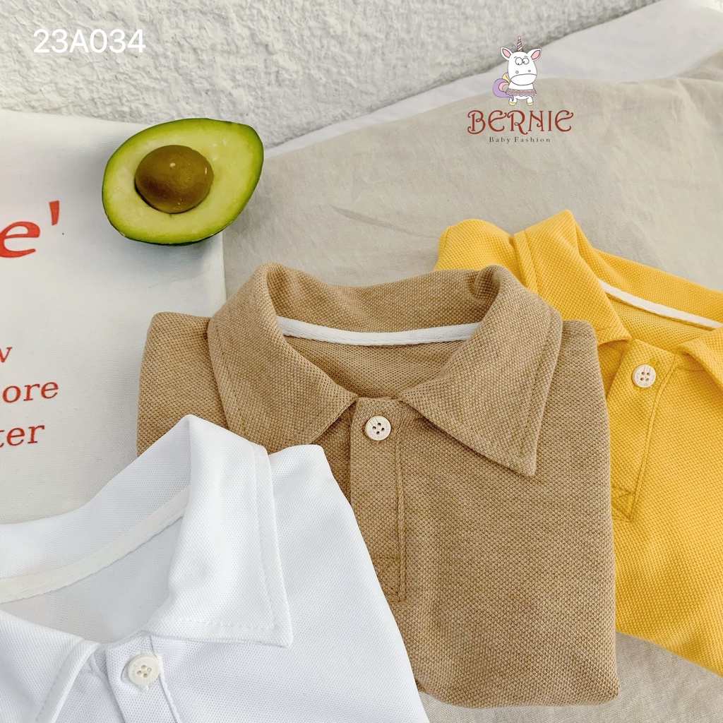 Áo phông polo trơn basic cộc tay Bernie cho bé trai bé gái