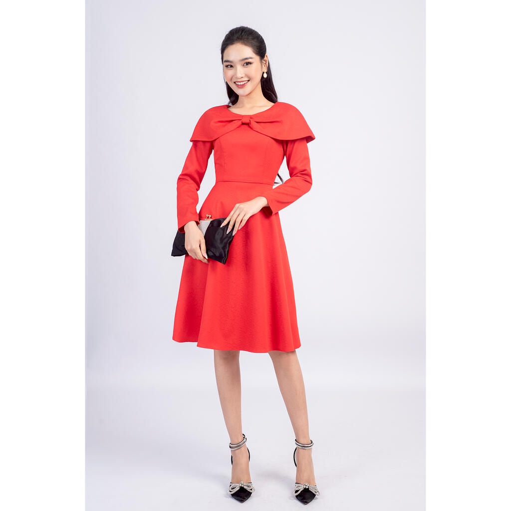 Đầm xòe nơ vai MMOutfit DA1122545