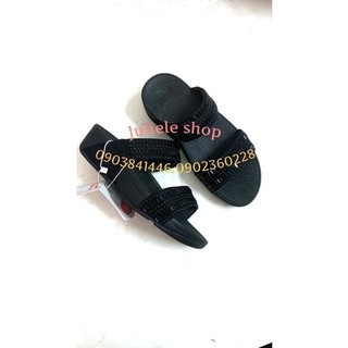 Dép fitflop 2 quai ngang hạt đá đen