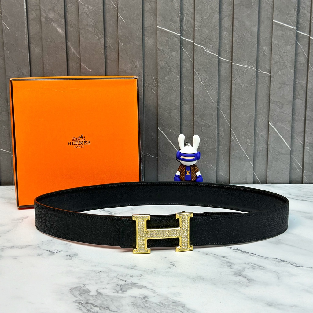 Thắt lưng, dây nịt, belt Hermes mặt H đá vàng size 85-110cm fullbox LA 1-1 on web