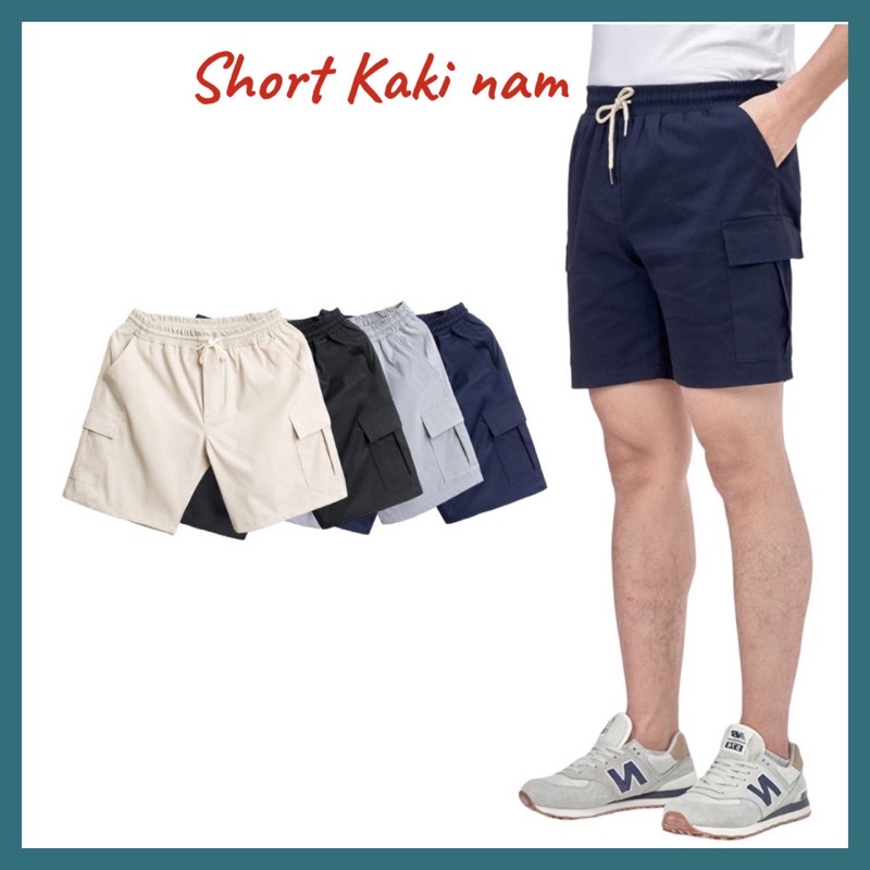 Quần Short Nam KaKi Túi Hộp Dáng Đùi Cộc Co Dãn Hàn Quốc UNISEX