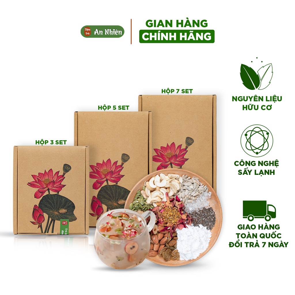 Bột củ sen nguyên chất An Nhiên mix hạt ngũ cốc dinh dưỡng ít béo, dưỡng nhan, ăn kiêng nhiều topping