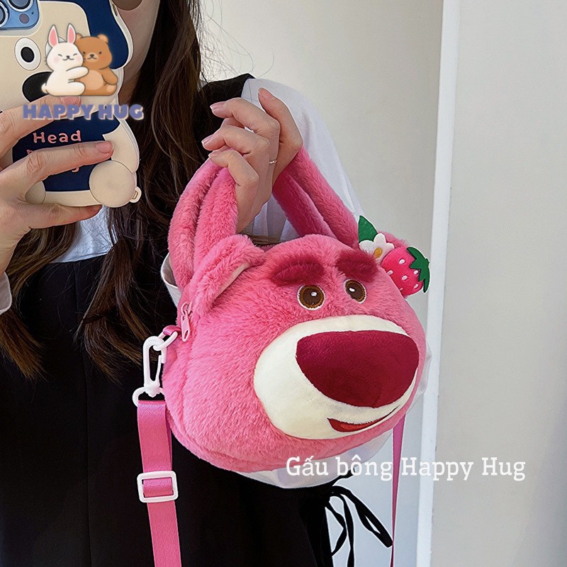 Gấu bông Túi đeo chéo dễ thương hình gấu dâu, stitch, mèo hoàng thượng kèm dây đeo đáng yêu cho bé - Happy Hug