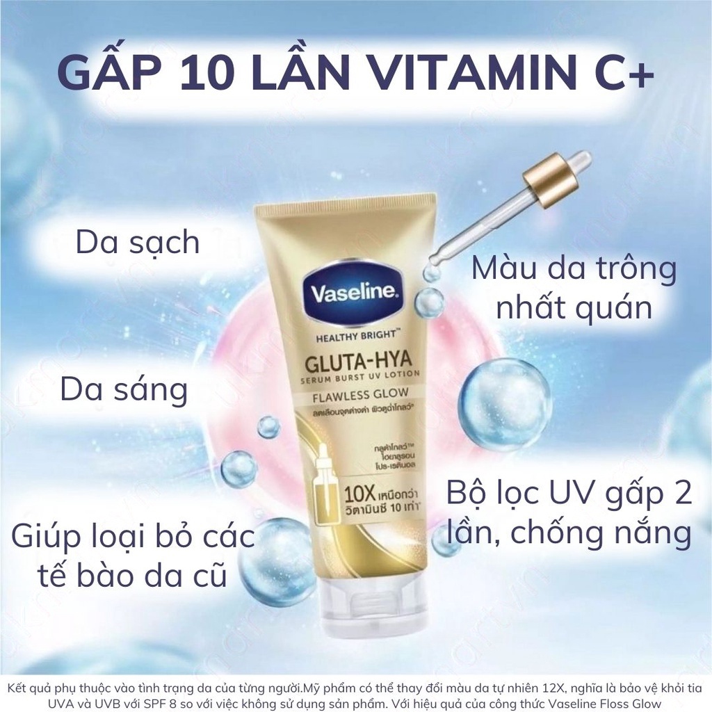 Sữa Dưỡng Thể Vaseline 10X Healthy Bright Gluta HYA Serum Burst Thái Lan 300ml