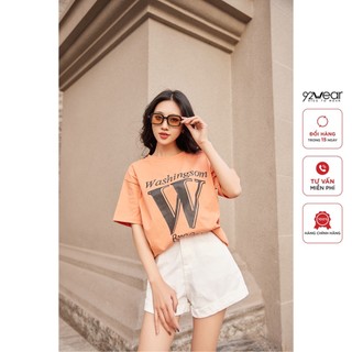 Áo thun chữ W 92WEAR , chất cotton khô form suông họa tiết in mềm mịn, thoáng mát ATW2042