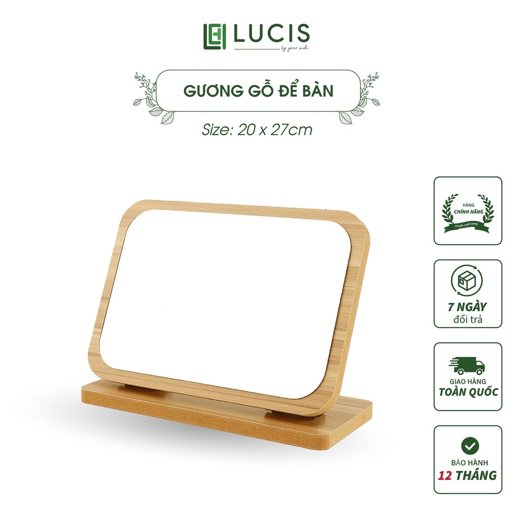 Gương Để Bàn Trang Điểm Bằng Gỗ Phong Cách Hàn Quốc Lucis Decor