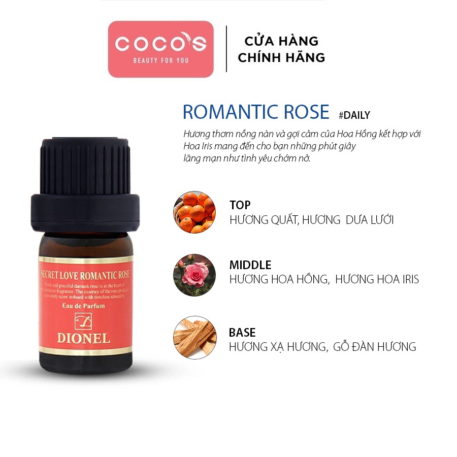 Nước Hoa Vùng Kín Dionel Secret Rose Inner Perfume Hương Hoa Hồng Lãng Mạn 5ml - Love Romantic