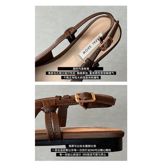 Sandal nữ mũi nhọn có dây sau phong cách Pháp mẫu mới năm 2023