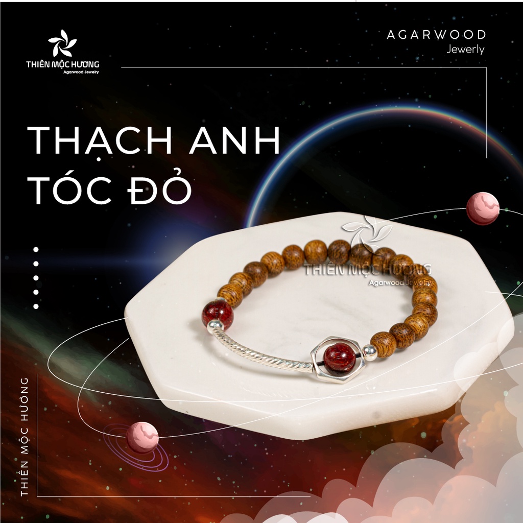 Vòng tay trầm hương tự nhiên mix charm bạc 925 cao cấp - Thiên Mộc Hương - Trầm Tốc Việt Nam - Đá Thạch Anh