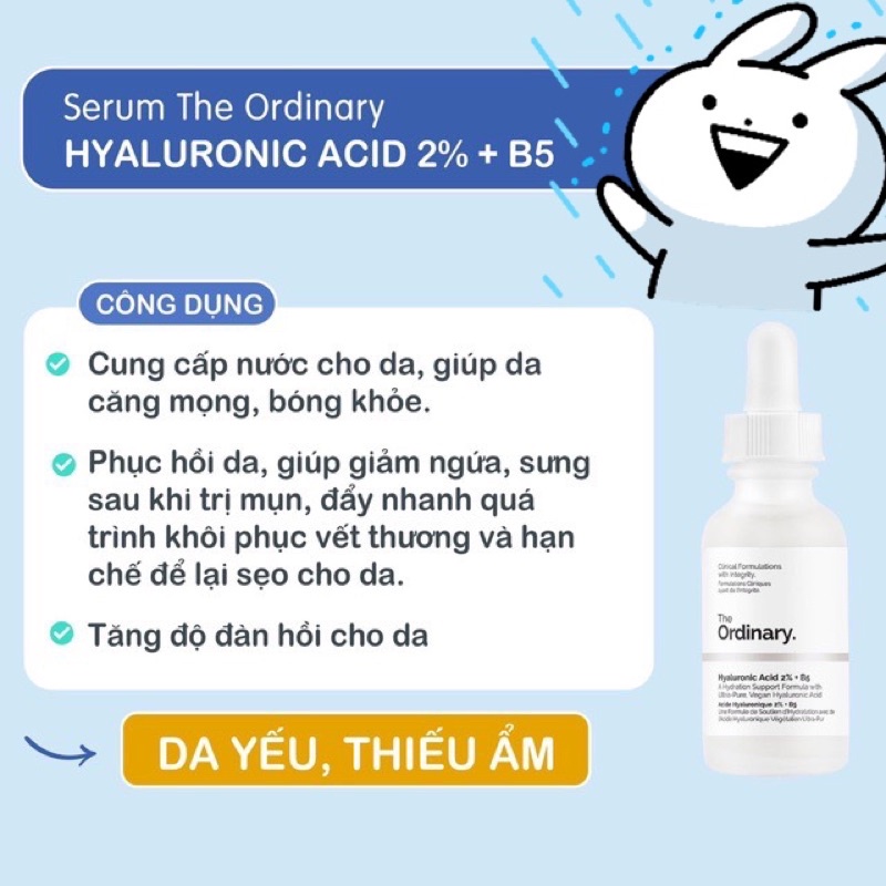 Serum cấp ẩm hồi phục Hyaluronic Acid 2% + B5 - The Ordinary 30ml