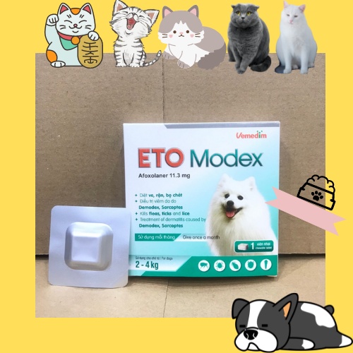 Vemedim ETO MODEX loại bỏ ve rận bọ chét, Demodex, Sarcoptes trên chó