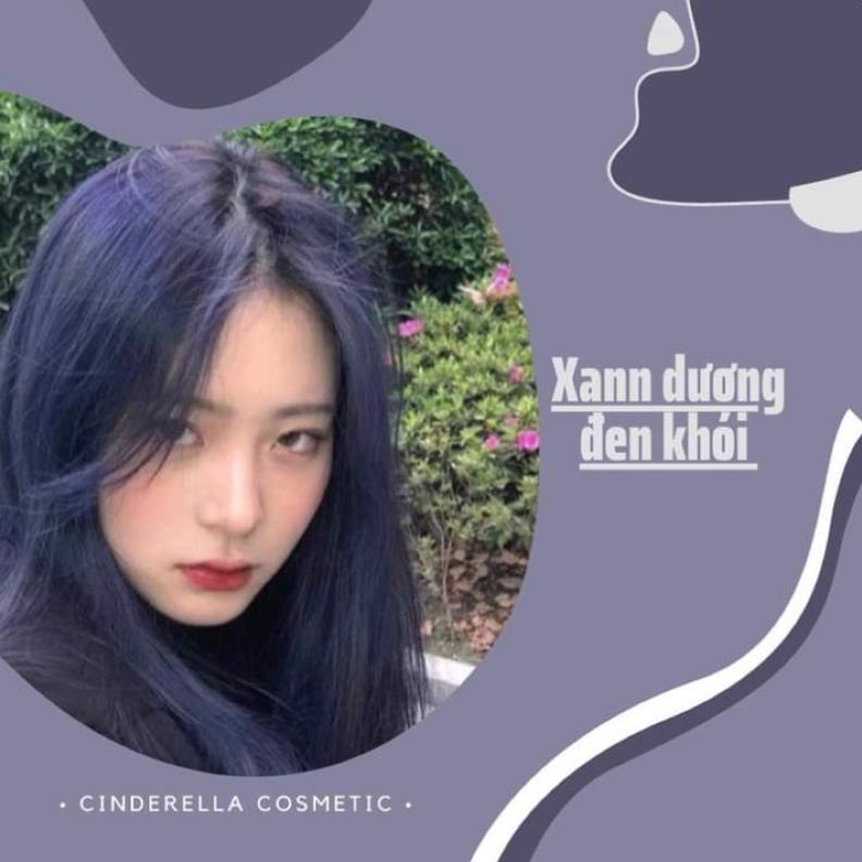 Sét Thuốc Nhuộm Tóc Xanh Đen Dương Đen Kèm OXI +Gang Tay