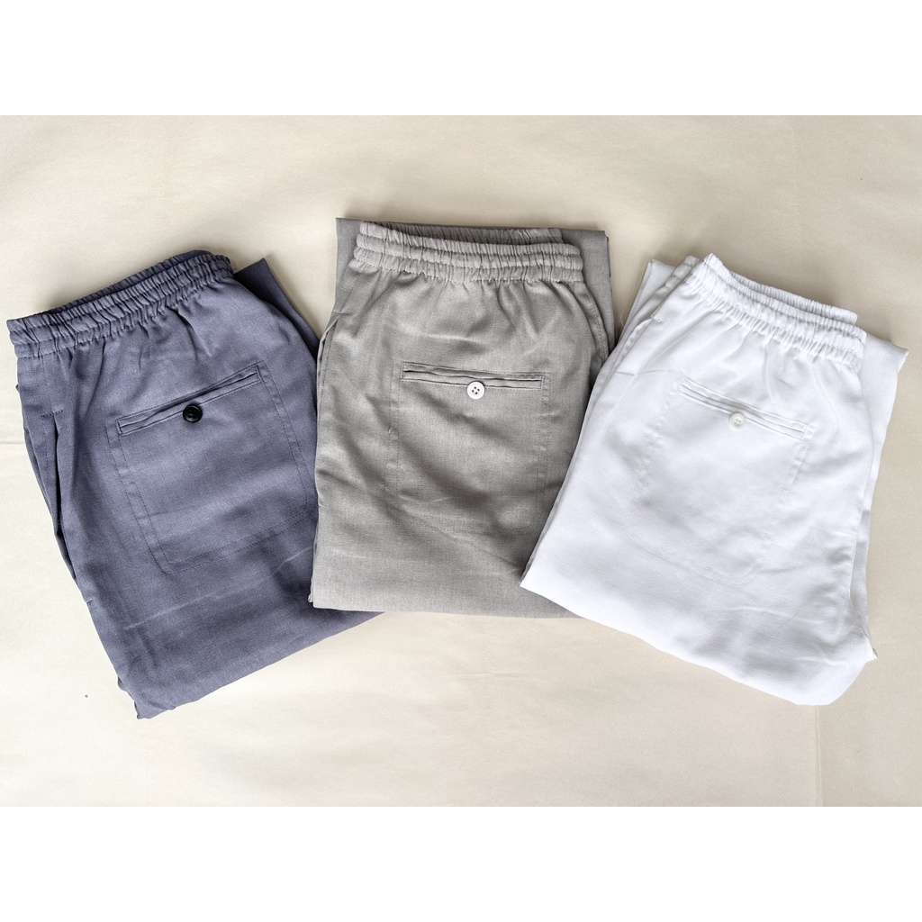 Quần Đùi Nam Đũi Ống Đứng  Lưng Thun Dây Rút  Chất Liệu Linen Mặc Thoáng Mát, Thoải Mái, Màu Trắng, Xám, Kem