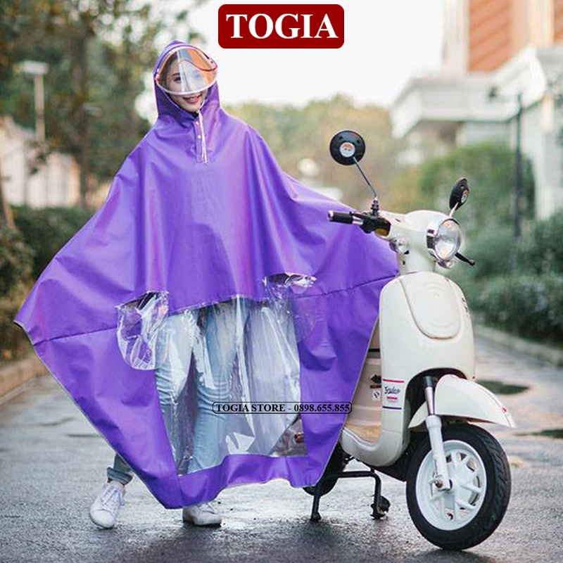Áo Mưa Phản Quang 1 MŨ  Có Kính Chắn Nước Che Mặt Chống Thấm Cao Cấp Có Túi Chùm Gương Chiếu Hậu TOGIA