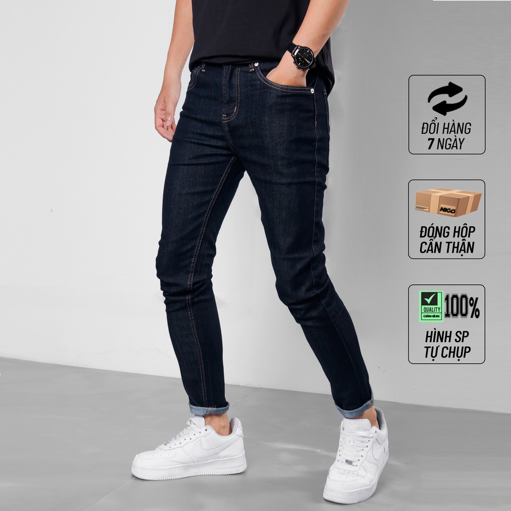 Quần jean nam NIGO skinny taper co dãn navi QJ87 cao cấp ống ôm