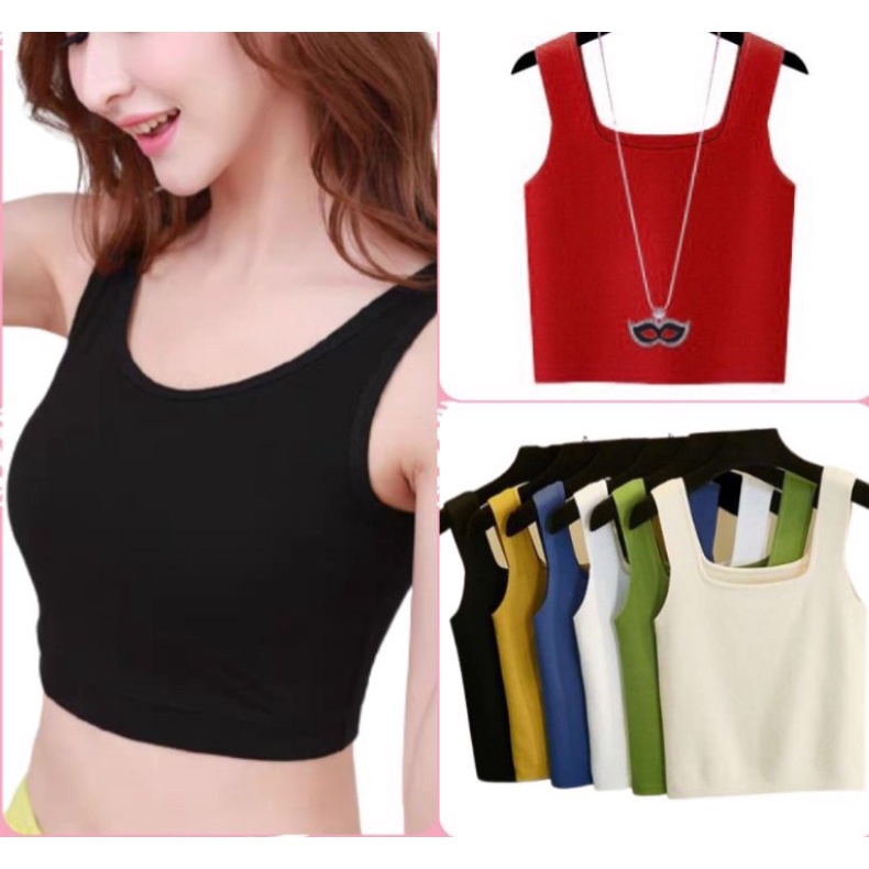 Áo thun Croptop Hai Dây Bản To Sát Nách Cổ Vuông Ôm Body gợi cảm, Áo ba lỗ nữ 2 Dây cổ chữ U