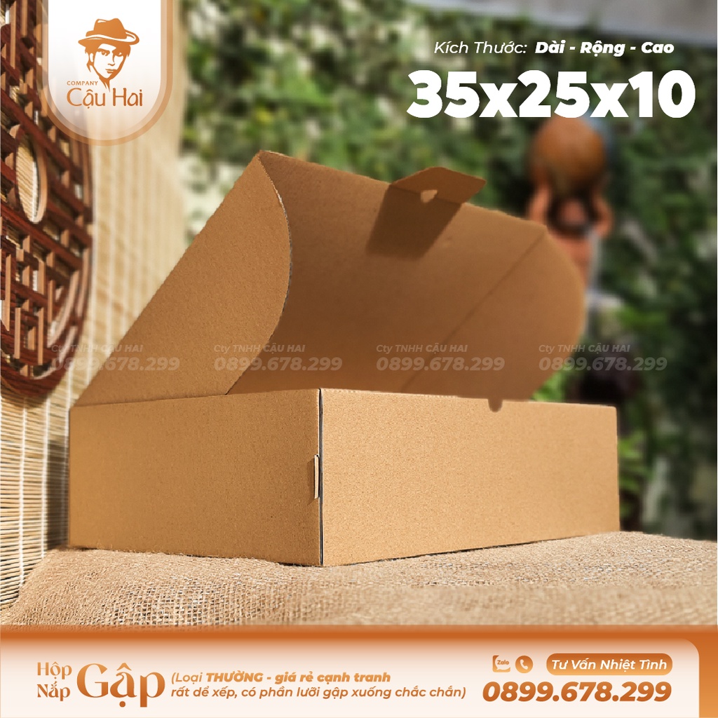 Set 20 hộp carton nắp GẬP 35x25x10